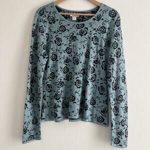 Christopher & Banks Blue Rose Printed Sweater
